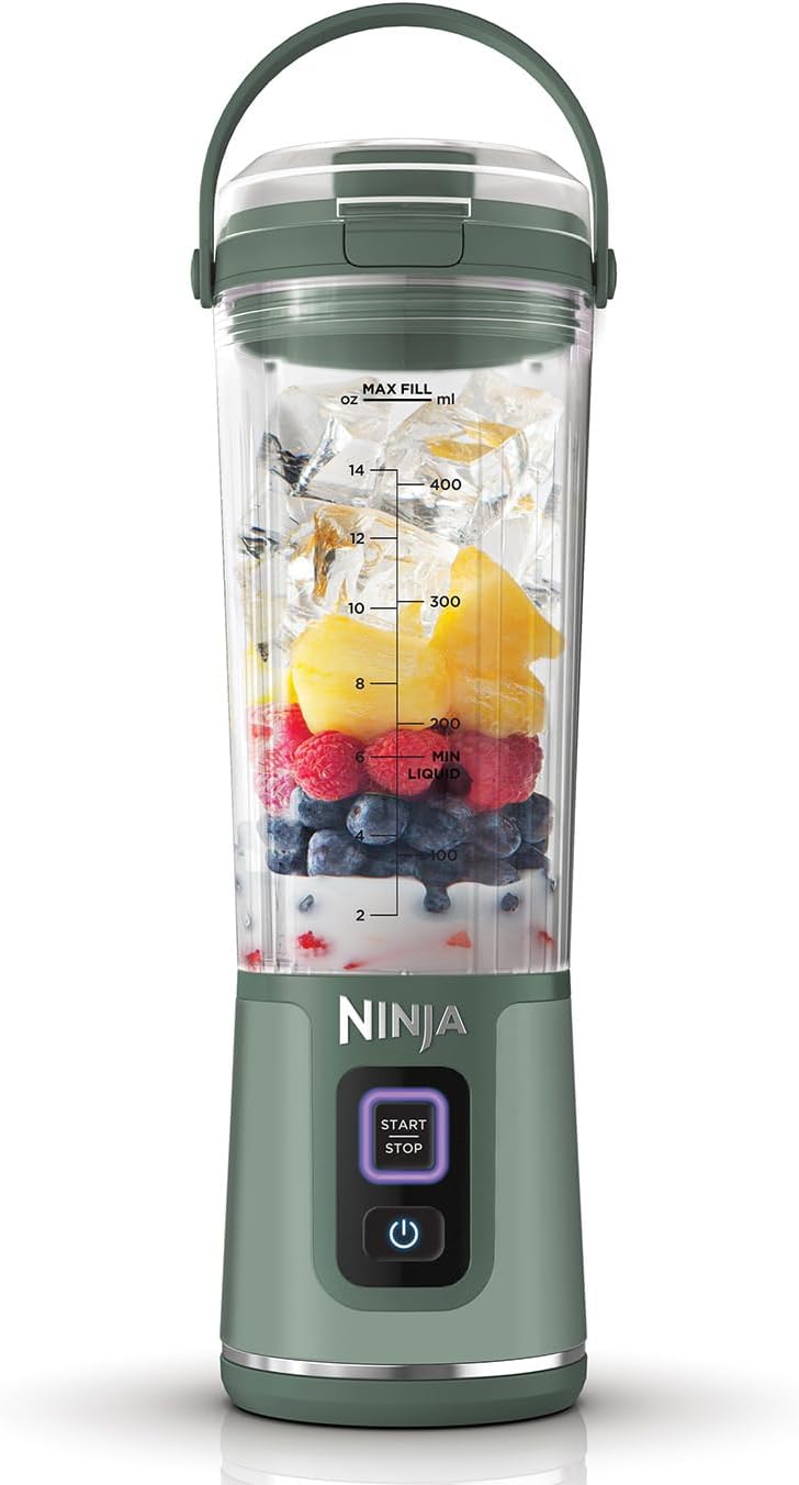 Ninja Blast BC151UKEM Portable Blender, 530 ml, Leak-proof Lid and Drinking Spout, Powerful Cordless Mini Blender, Rechargeable, Portable Smoothies, Protein Shakes, Blends Ice and