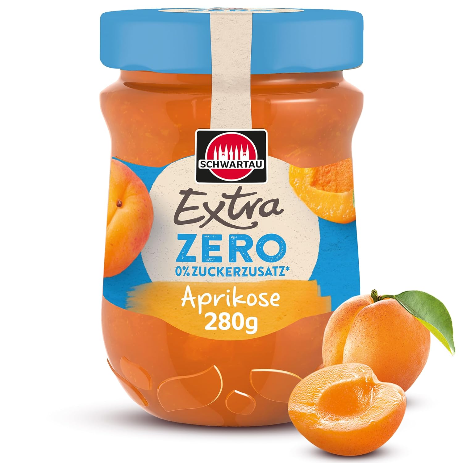 Schwartau Extra Zero Apricot Jam, 280 g jar