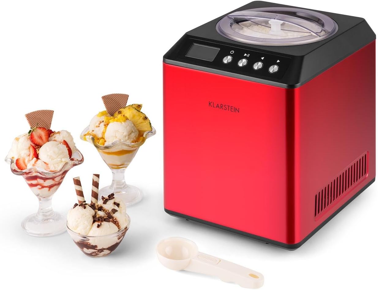 Klarstein Vanilla Sky Ice Cream Machine Compressor 2L, red