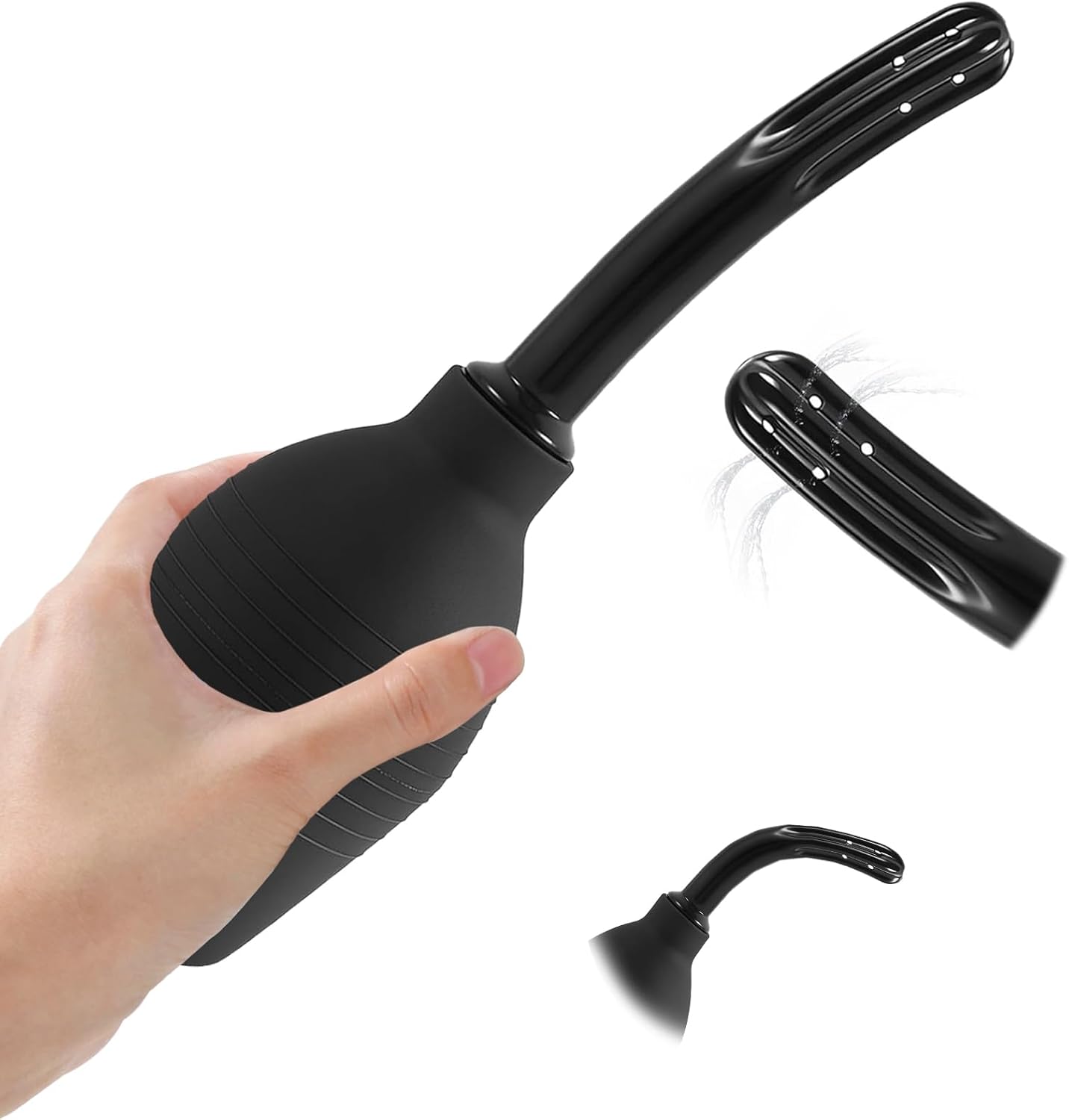 YOLONCE 1 x Silicone Shower, Intestinal Cleansing, Rinse, Enema Shower, Intimate Shower for Vaginal Shower, Gentle Cleaning, for Daily Intimate Care for Men and Women (Black)