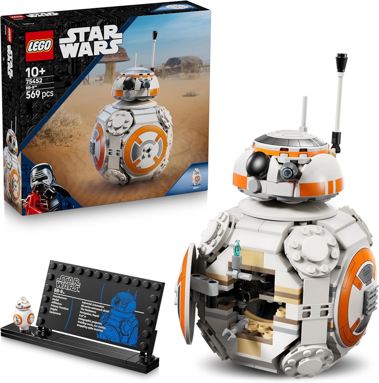 LEGO Star Wars 75452 The Astromech Droid BB-8 - Toy with Rotating Head and Rolling Wheel - DIY Decoration for the Bedroom - Gift for Boys & Girls from 10 Years and Star Wars Fans