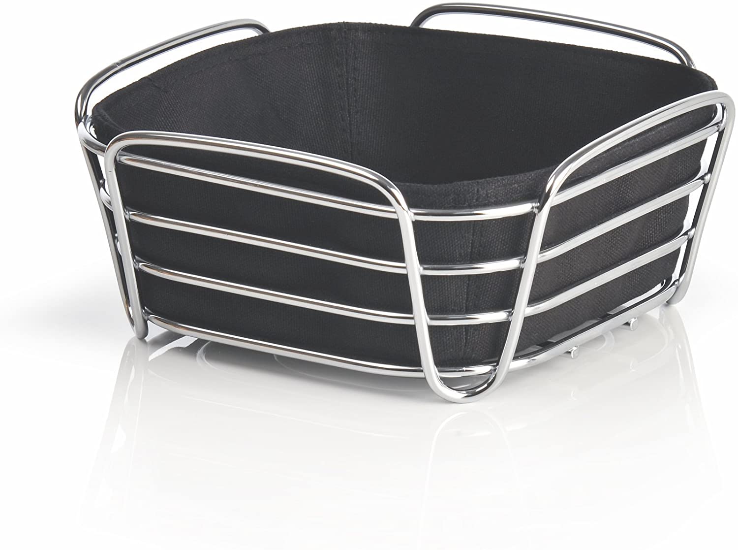 blomus small Chrome Plated Metal Wire Cotton Delara Bread Basket, Black