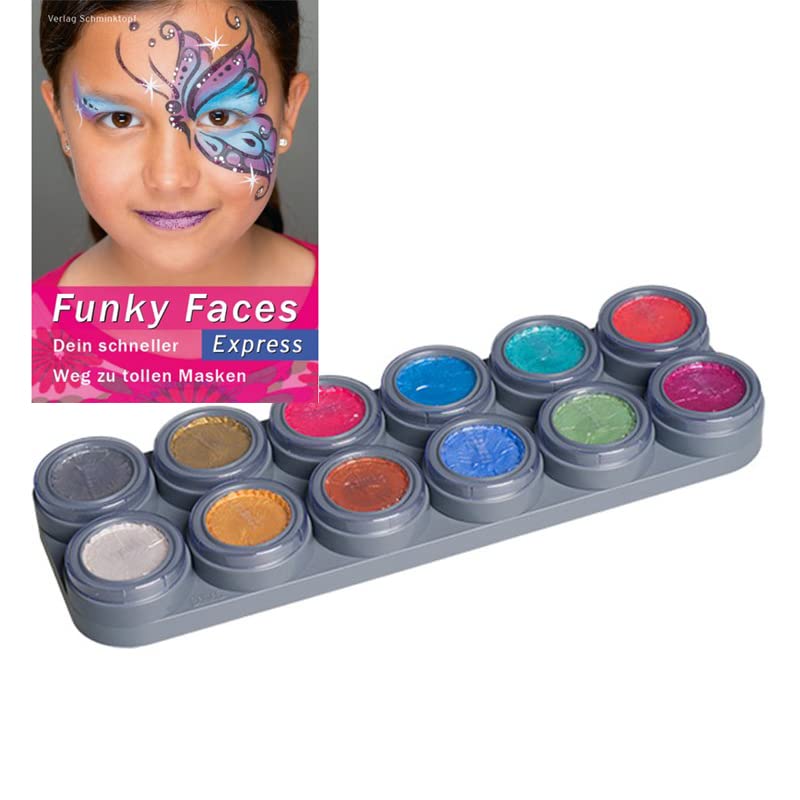 Grimas Pearl Water Make-Up Theatre Make-Up Children\'s Make-Up 12 Colours Palette Makeup Instructions Set