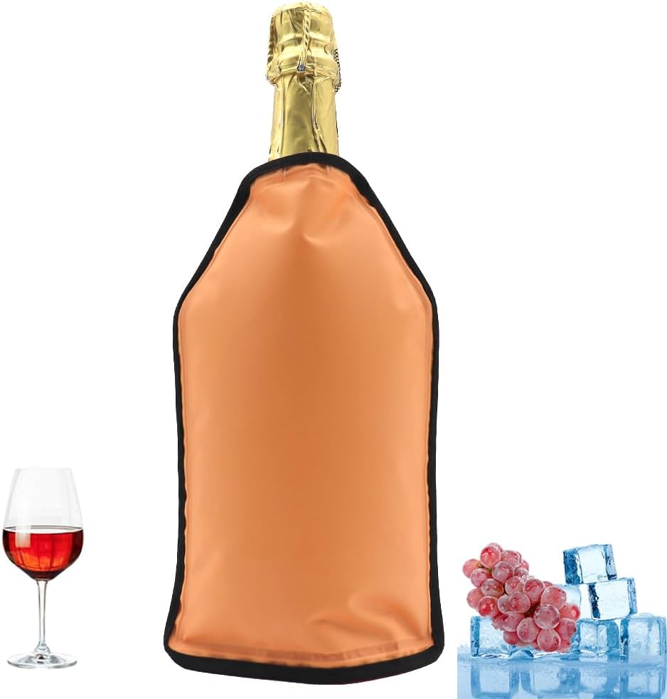 Rapid Ice Wine Cooler, Gel Wine Bottle Cooler, Ice Pack Cover, Freezer Cover, Vodka, Tequila, Cooler, Carrier (Orange)