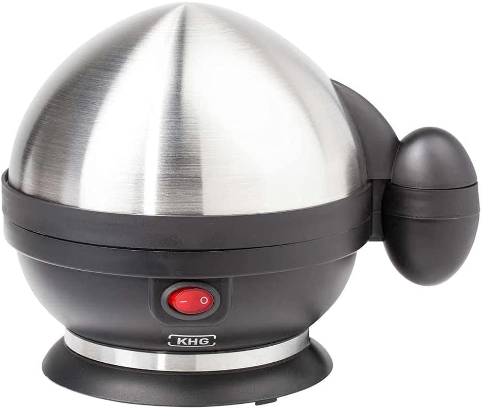 KHG Egg cooker silver plastic 18.4 cm W x 17.5 cm H, colour decoration: silver/black