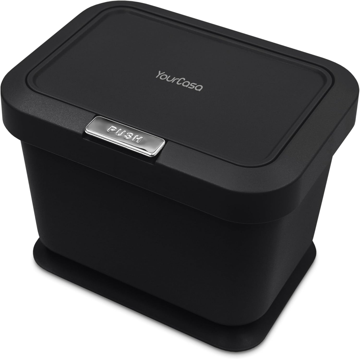 YourCasa Organic Kitchen Waste Bin, 5 L, Odor-Proof Organic Bin with Lid and Push Button Mechanism, Compost Bin & Organic Waste Container, Small for Organic Waste (Black)