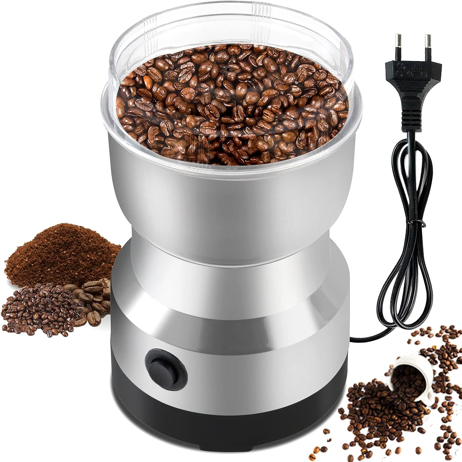 Tosucs Electric Coffee Grinder, Coffee Grinder, Coffee Beans, Electric Coffee Grinder, 200W Spice Grinder for Grinding Seasoning, Herbs, Nuts, Peppers and Seeds, Capacity of 300g, Fast Grinding