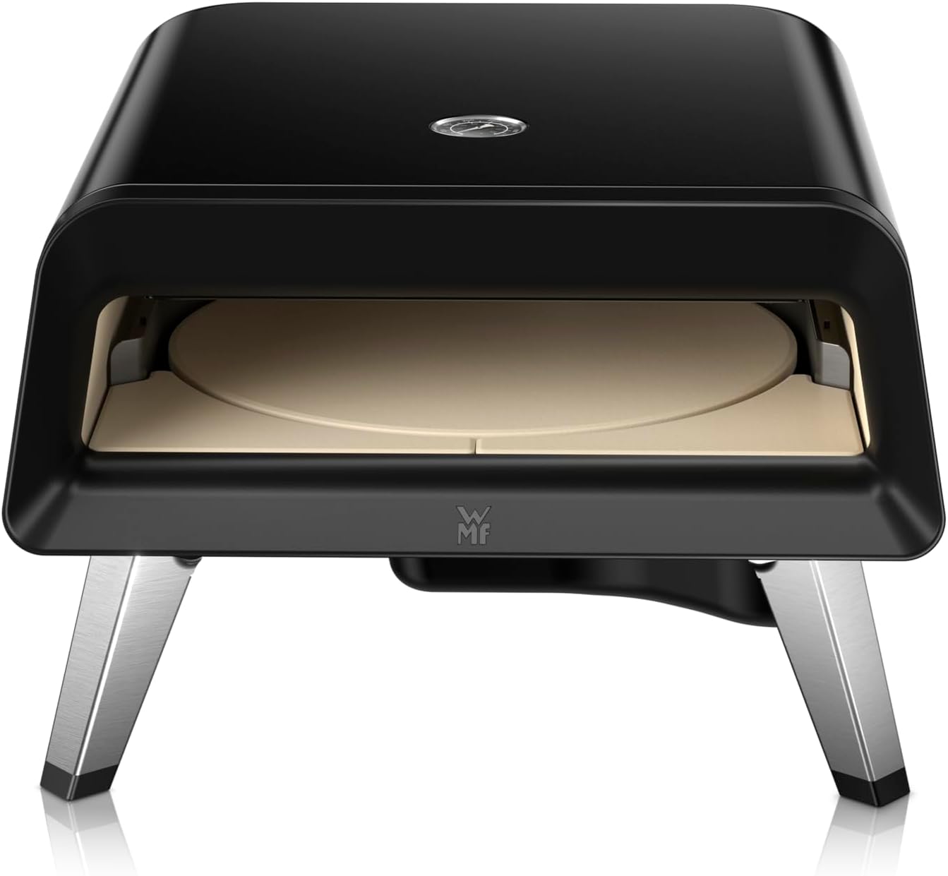 WMF Pizzaiolo Pro Pizzaofen, 400°C Backtemperatur, großer Pizzastein (Ø 40 cm), automatische Drehmechanik, integrierte Temperaturüberwachung für perfekte Ergebnisse in 90 Sek., Gas Pizzaofen, schwarz