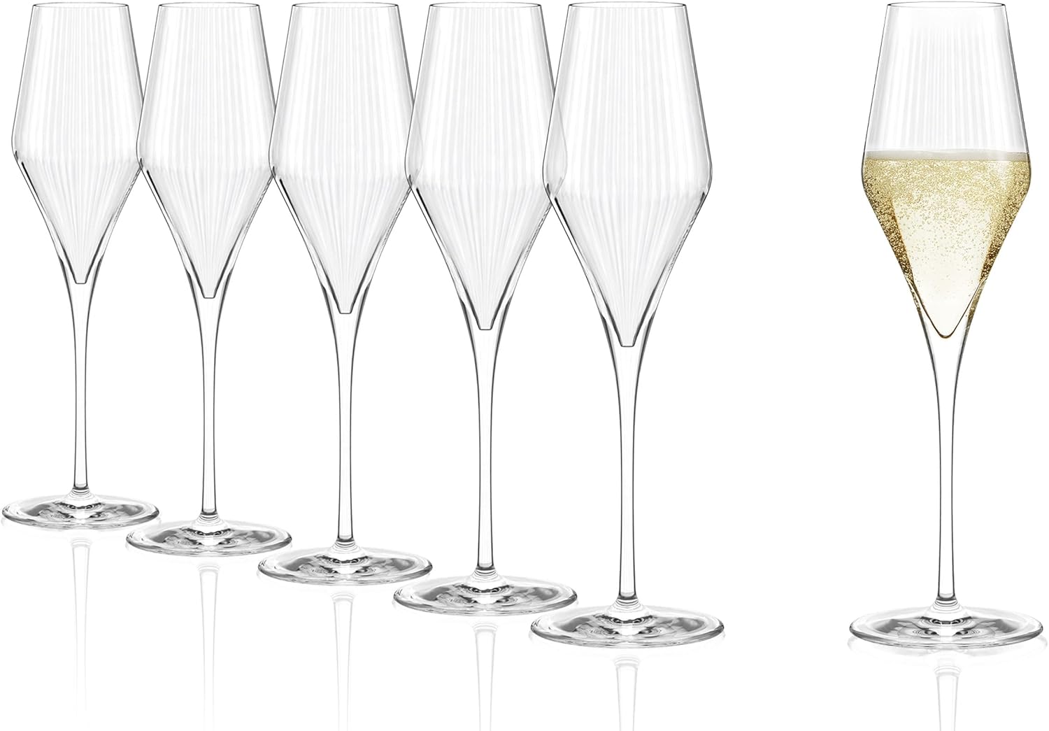 Stölzle Lausitz Symphony Champagne Glasses Set of 6 290 ml - Elegant Champagne Flutes Ideal for Champagne & Prosecco - Champagne Glasses Made of Lead-Free Crystal Glass - Dishwasher & Shockproof, Made