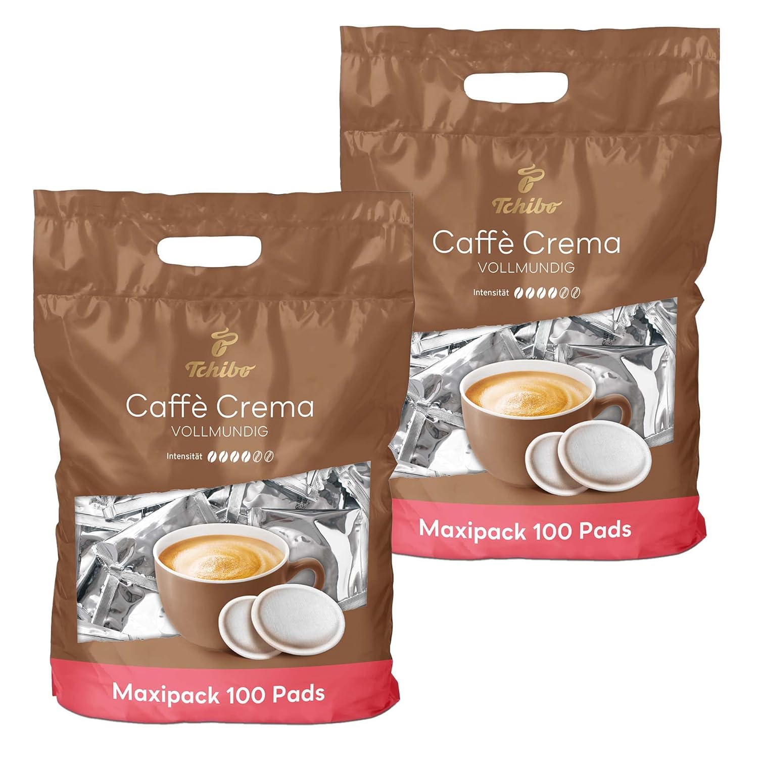 Tchibo Store Tchibo Coffee Pods Storage Pack Maxi Pack, Caffè Crema Full-bodied, 200 Pieces - 2 x 100 Pads (Coffee, Balanced and Full-bodied), Sustainable, Suitable for Senseo Machines