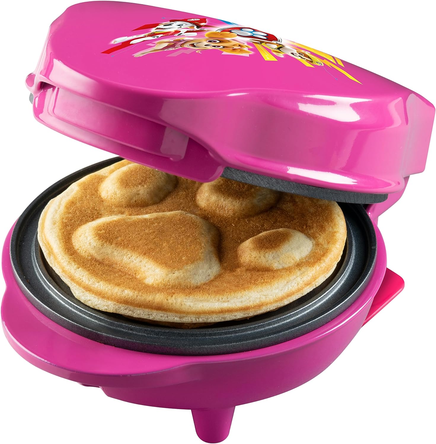 Bestron Paw Patrol Waffle Iron, Mini Waffle Iron in Unique Paw Patrol Design, for Children\'s Birthdays, Easter and festive, Includes Baking Light, Waffle Size: Diameter 10 cm, Officially Licensed Product, Colour: Pink