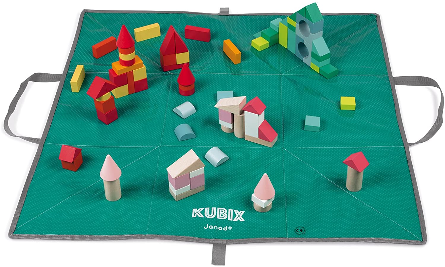 Janod J08075 Kubix 80 Building Blocks Wooden With Toy Bag