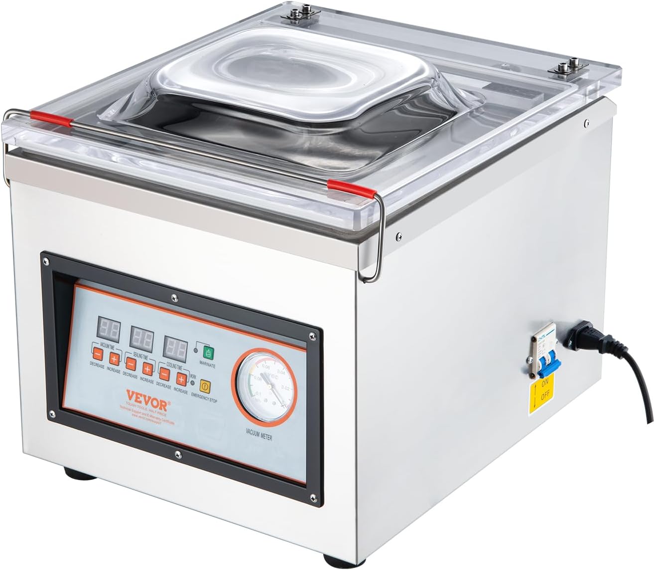 VEVOR Chamber Vacuum Sealer 320W Vacuum Sealer for Moist Food, Meat, Marinades etc. Compact Size with 32 cm Sealing Length, Use in the Home Kitchen and Commercial Sector