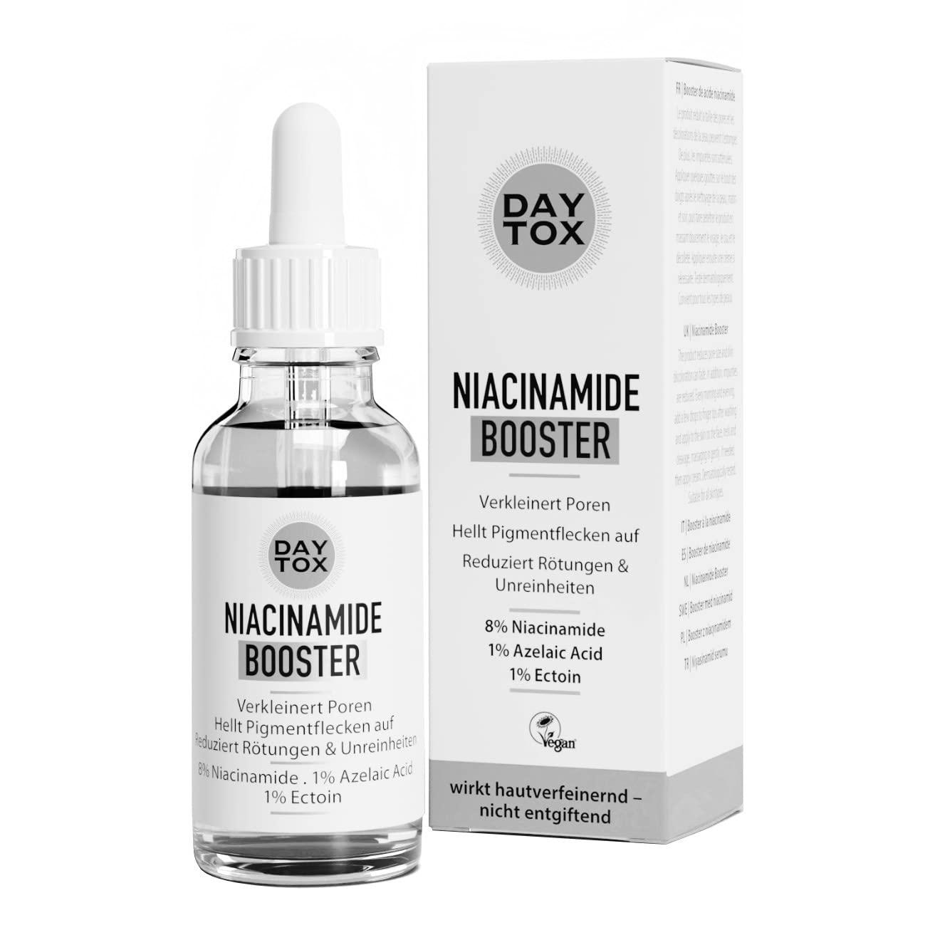 Niacinamide Booster - High Dose Booster with 8% Niacinamide - Face Serum Reduces Pigment Stains & Redness, Prevents Impurities, Moisturises - All Skin Types - DAYTOX - 20 ml