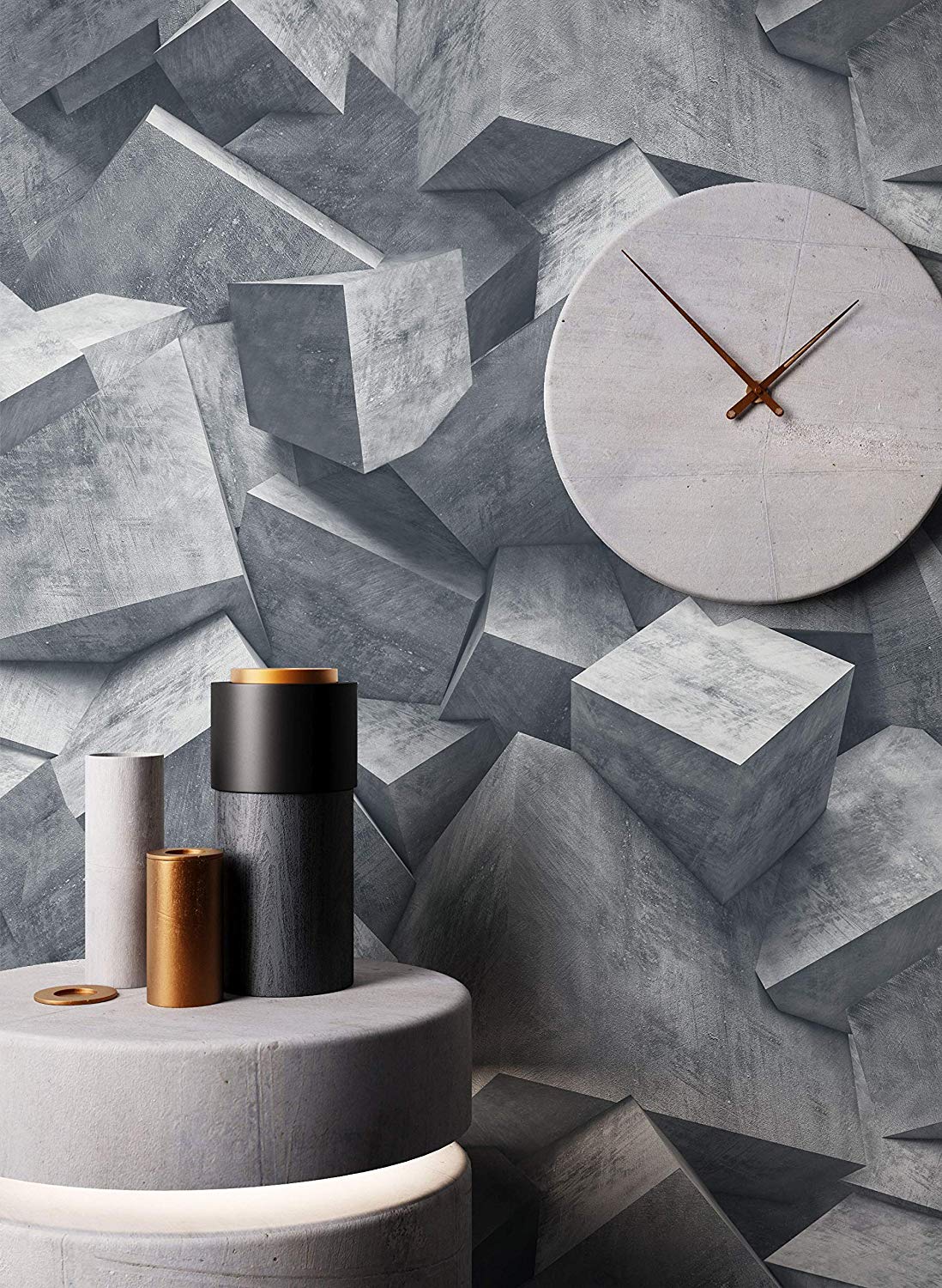 Newroom Design Newroom Stone Wallpaper Grey Square Stone Modern Non-Woven Wallpaper Modern