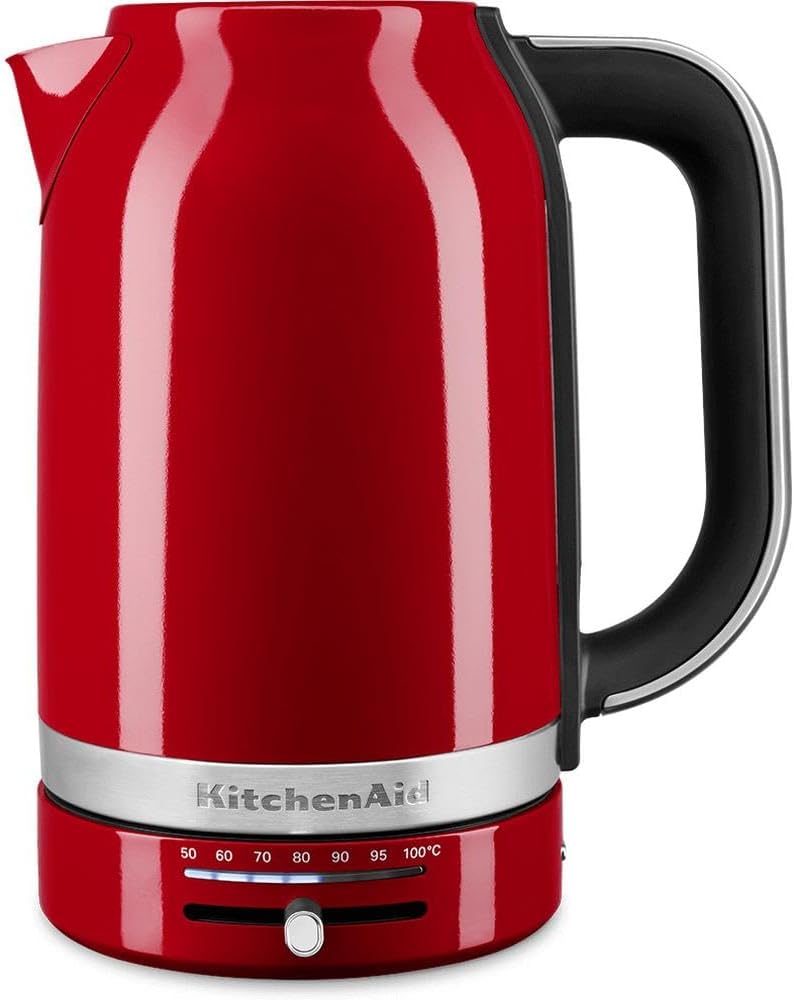 KitchenAid Kettle with Temperature Setting from 50 to 100 °C, Tea Maker with Temperature Display and Limescale Filter, 1.7 L, Electric 2400 Watt (Empire Red)
