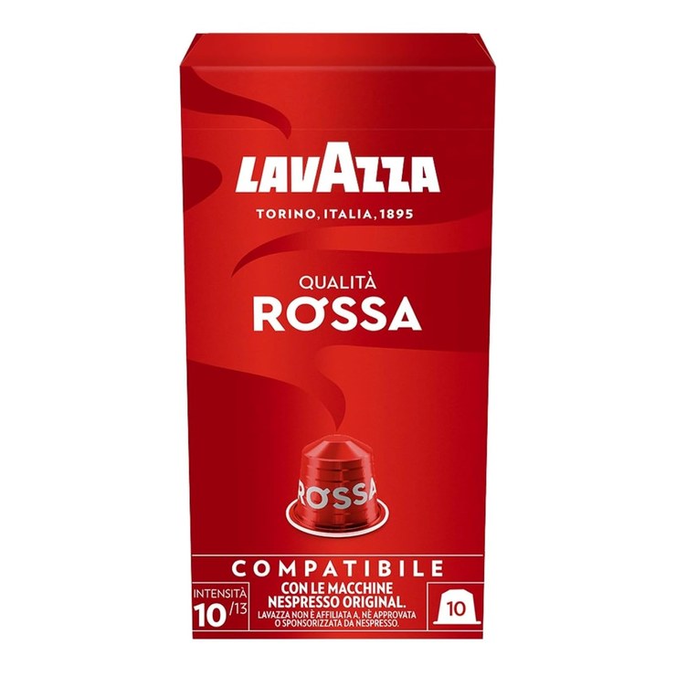 Lavazza Qualità Rossa, Full-bodied and Balanced Espresso, 10 Capsules, Nespresso Compatible