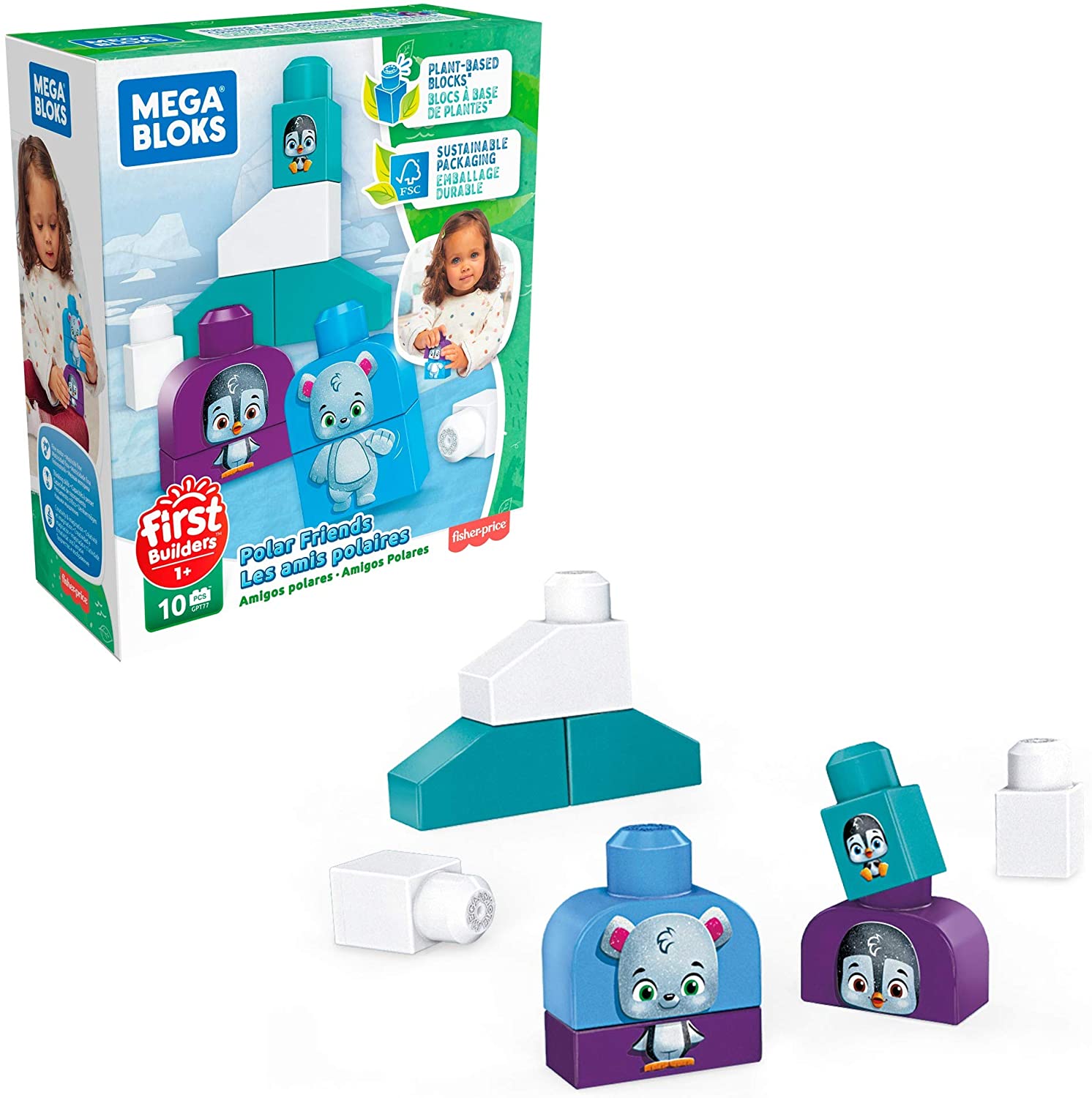 Mega Bloks Gpt77 Polar Friends Building Blocks (Pack Of 10)