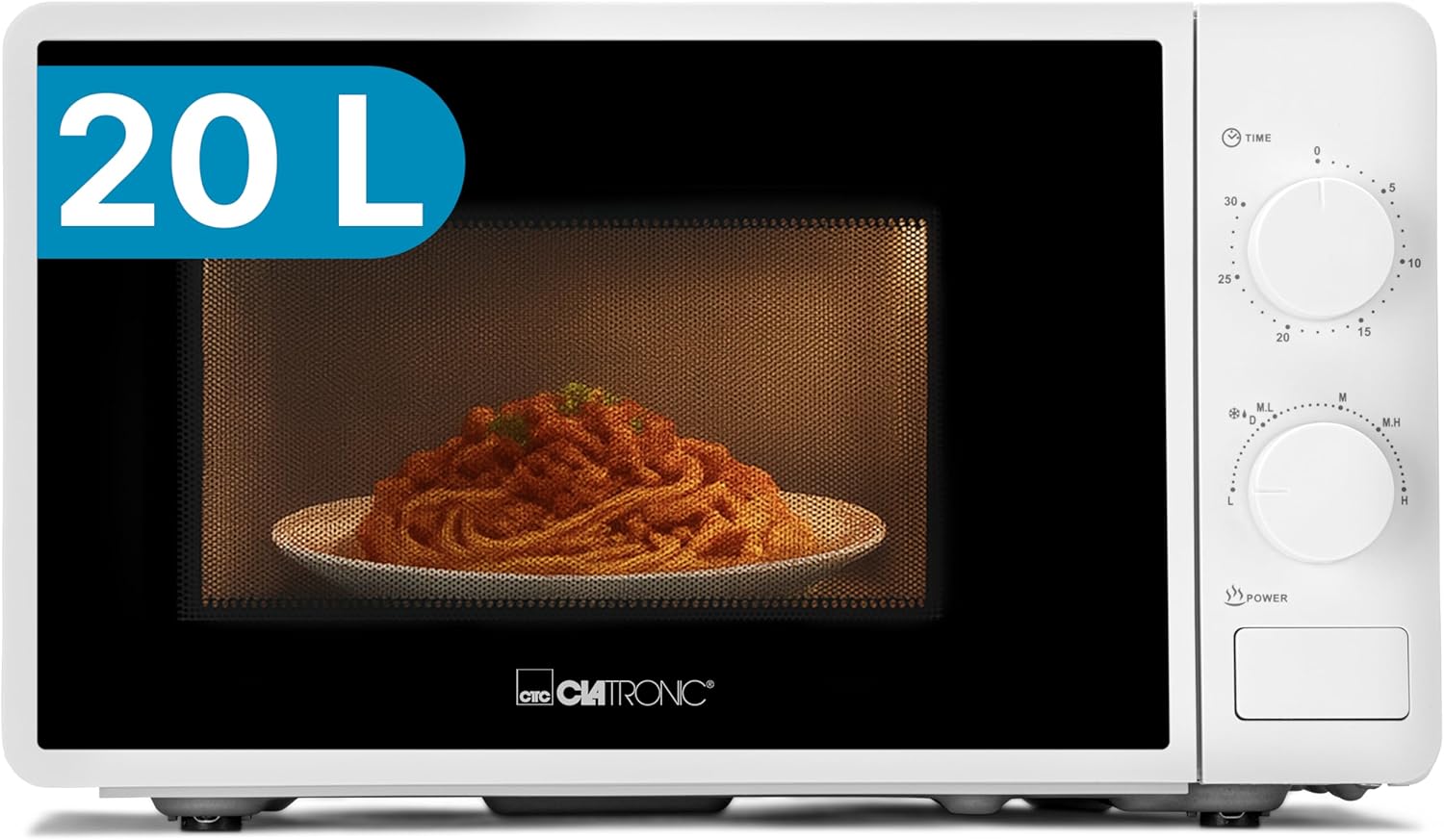 Clatronic Microwave | 700 Watt | 6 Levels | 20 Litre Cooking Chamber | 360° Turntable | Timer with End Signal | Microwave | Microwave | MW 791 White
