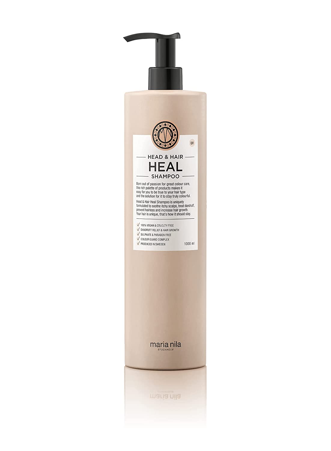 Maria Nila Anti Dandruff Shampoo Head & Hair Heal, Anti-inflammatory Shampoo for Men and Women Against Scalp Irritation, Stimulates Hair Growth, 1 L, ‎apricot