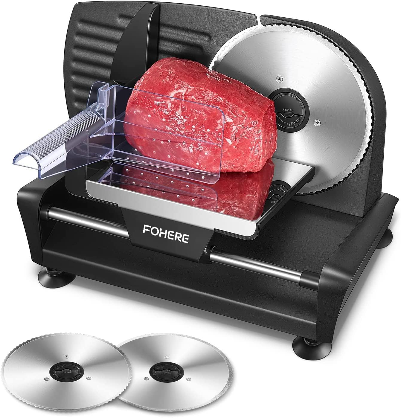 Electric 200 Watt Universal Slicer for Home Use, Professional Bread Slicer with Removable 2 x 19 cm Blade, 0-15 Precise Thickness Button Cut Meat Ham Bread Fruit Safety Protection