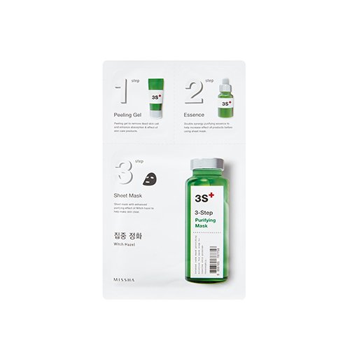 MISSHA 3step purifying mask, contents: 1.5 g, 25 g, 1.5 g.