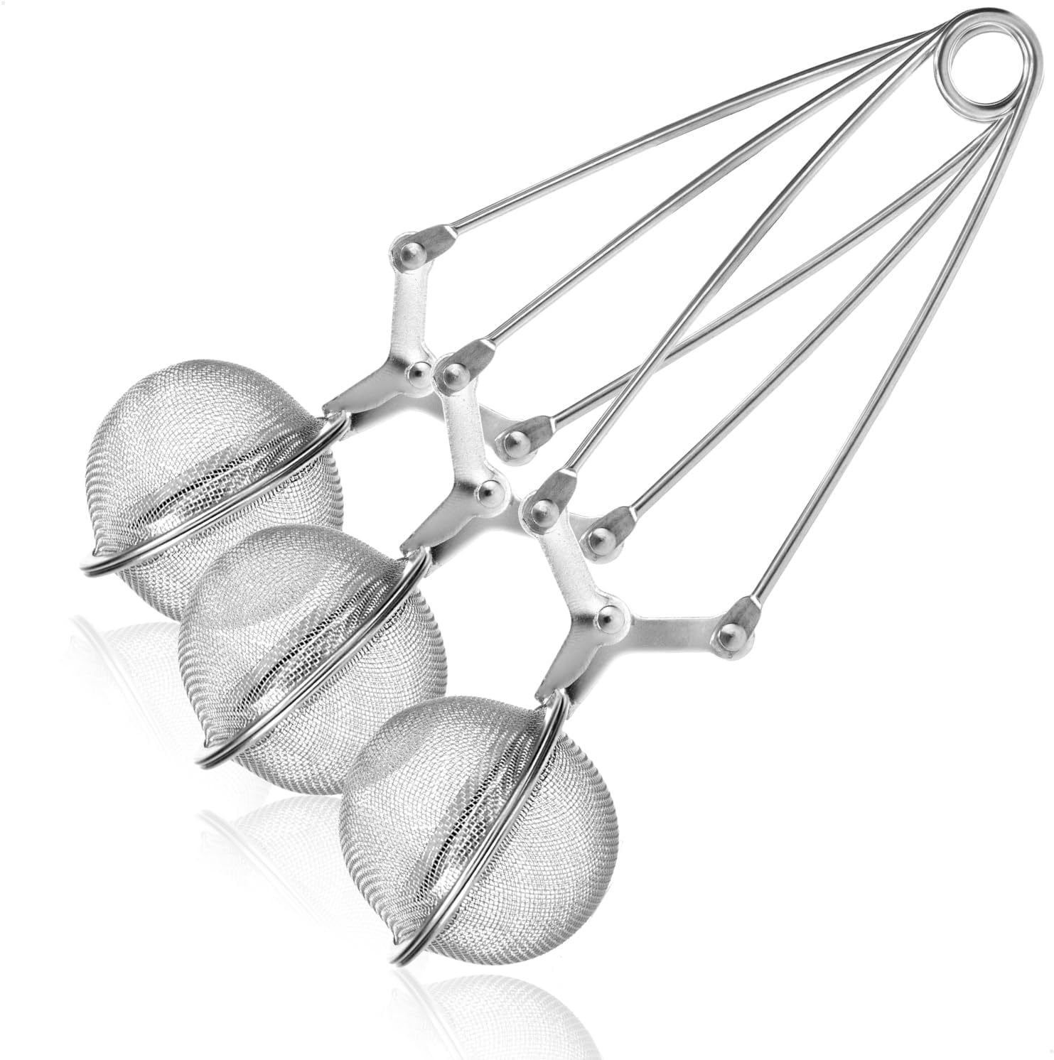 com-four® 3 x Tea Tongs Made of 304 Stainless Steel, Tea Infuser in Ball Shape, Tea Strainer for Loose Tea, Spices and Herbs, Strainer Tongs (Pack of 03, Diameter 4.5 cm)