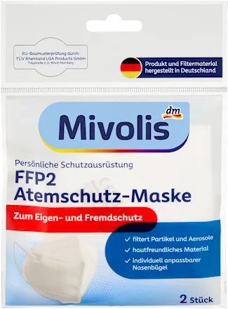 Mivolis FFP2 respirator mask, 2 pieces
