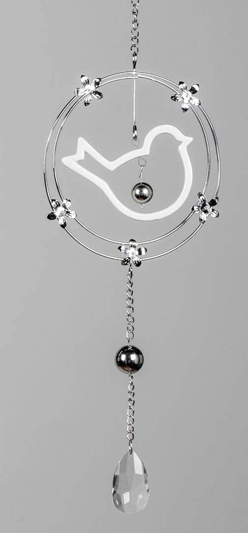 Itrr Kreis Hänger Aus Metall Und Keramik, Vogel Ca. 14X34 Cm