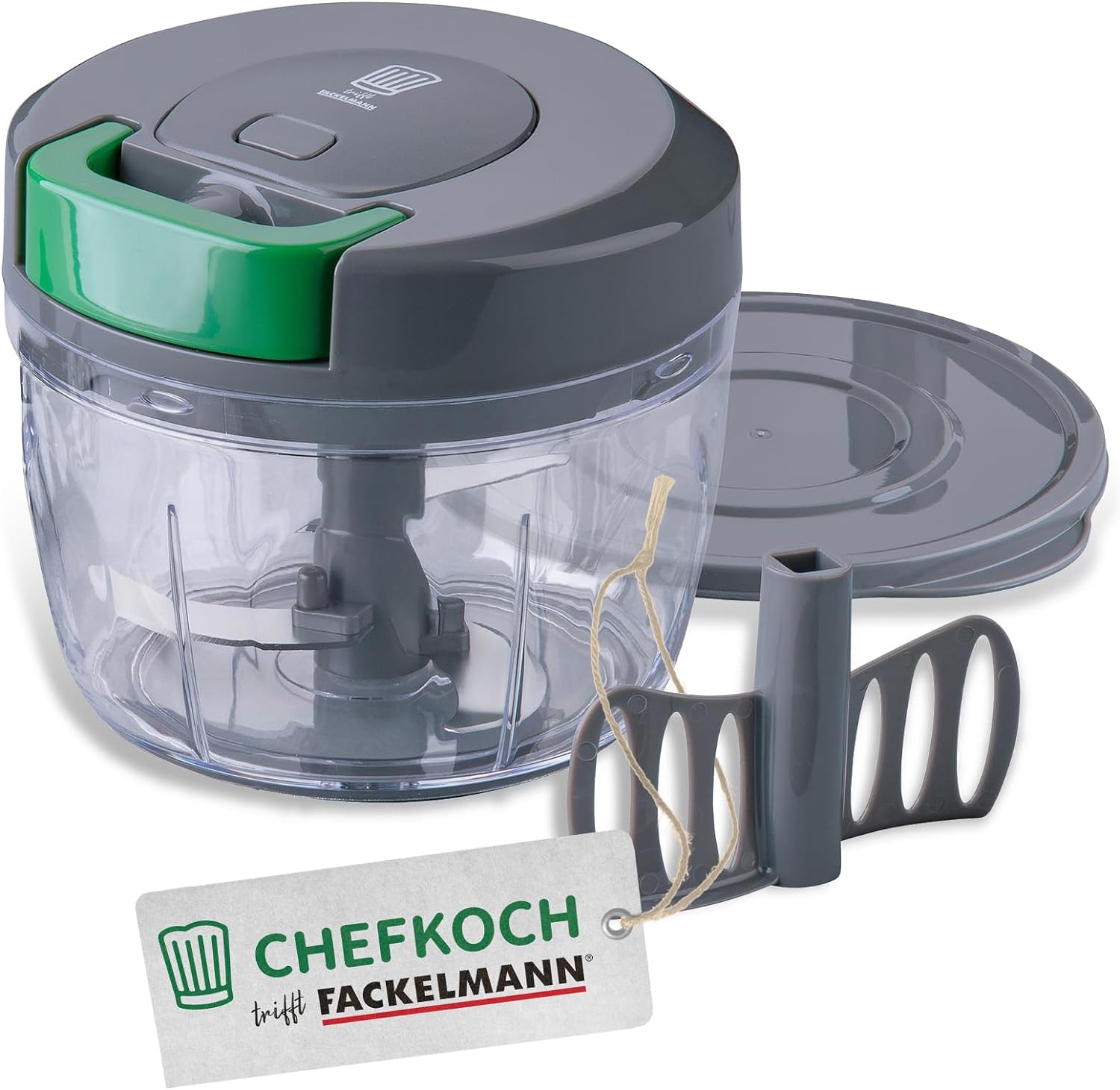 FACKELMANN Chef Multi Chopper 5 -Piece - Cutter for Vegetables, Fruits, Herbs & Nuts - Includes Mixing Insert for Mixing and Beating Liquids
