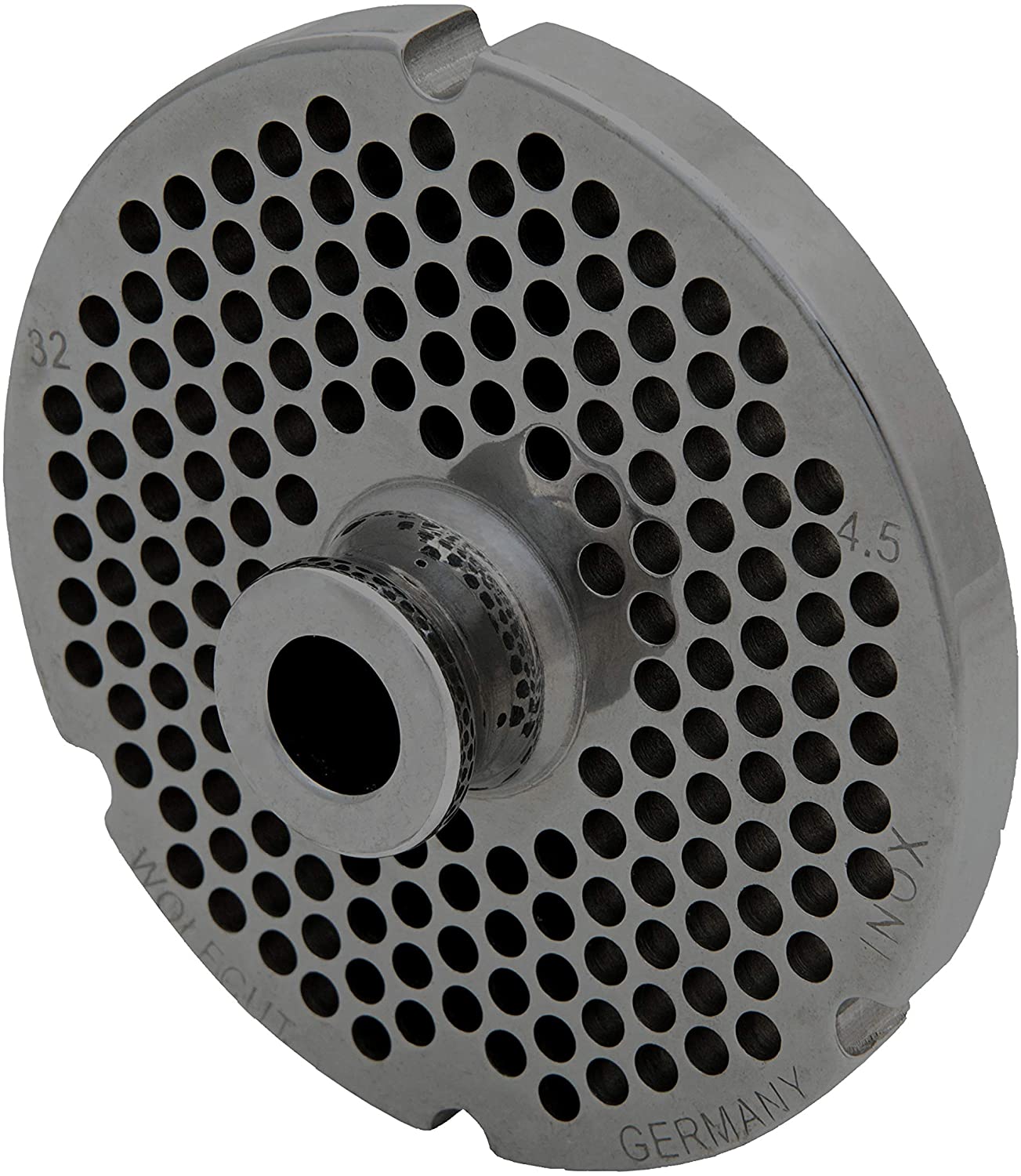 WOLFCUT - Meat grinder discs with hub and 4 grooves for all standard meat grinder sizes 32 (4.5 mm).