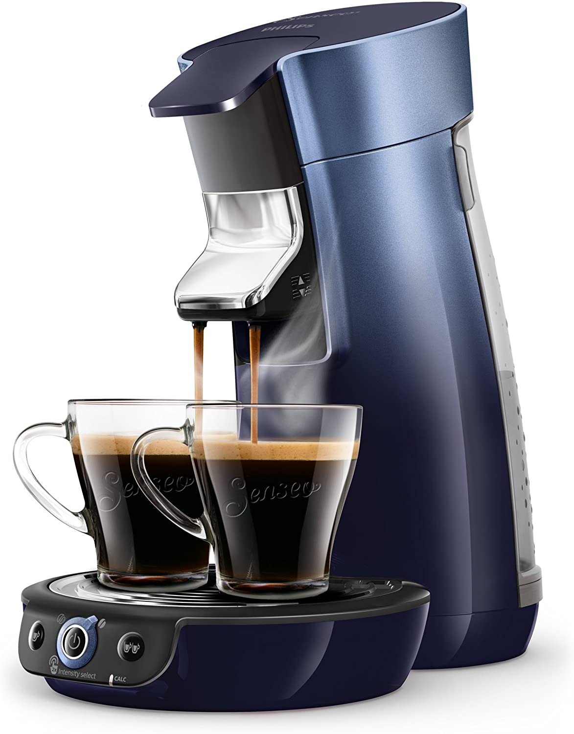 Philips Senseo Viva Café HD6566/60 Coffee Pod Machine, 1450, Metallic Blue
