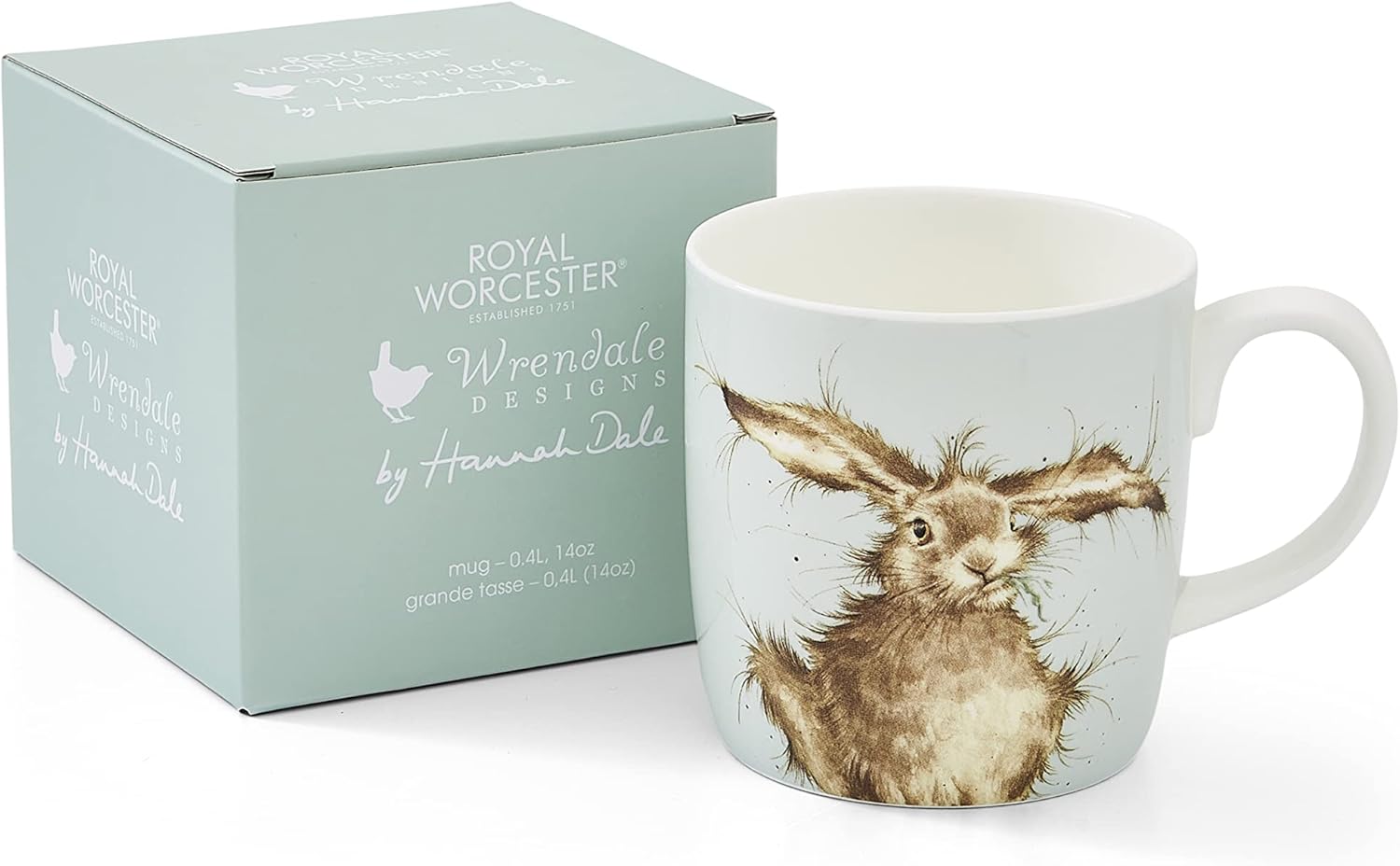 Wrendale Brained (Hare) Single Mug, Bone China Multi-Colour, 9.2 x 12.5 x 9.3 cm