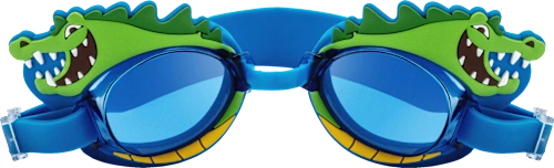 Kids' swimming goggles, blue with crocodile, 1 pc.