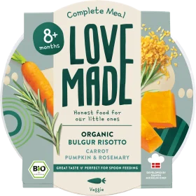LoveMade Organics Menu Bulgur Risotto with carrots, pumpkin, rosemary, from 8 months, 185 g