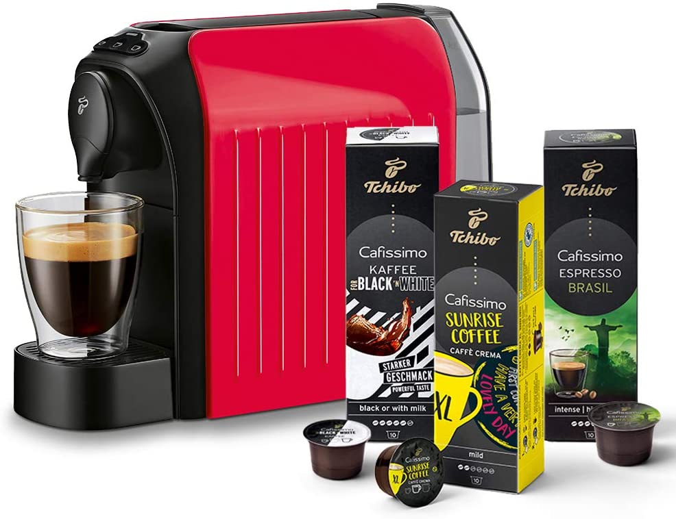 Tchibo Cafissimo Easy Coffee Machine with 30 Capsules for Caffè Crema, Espr