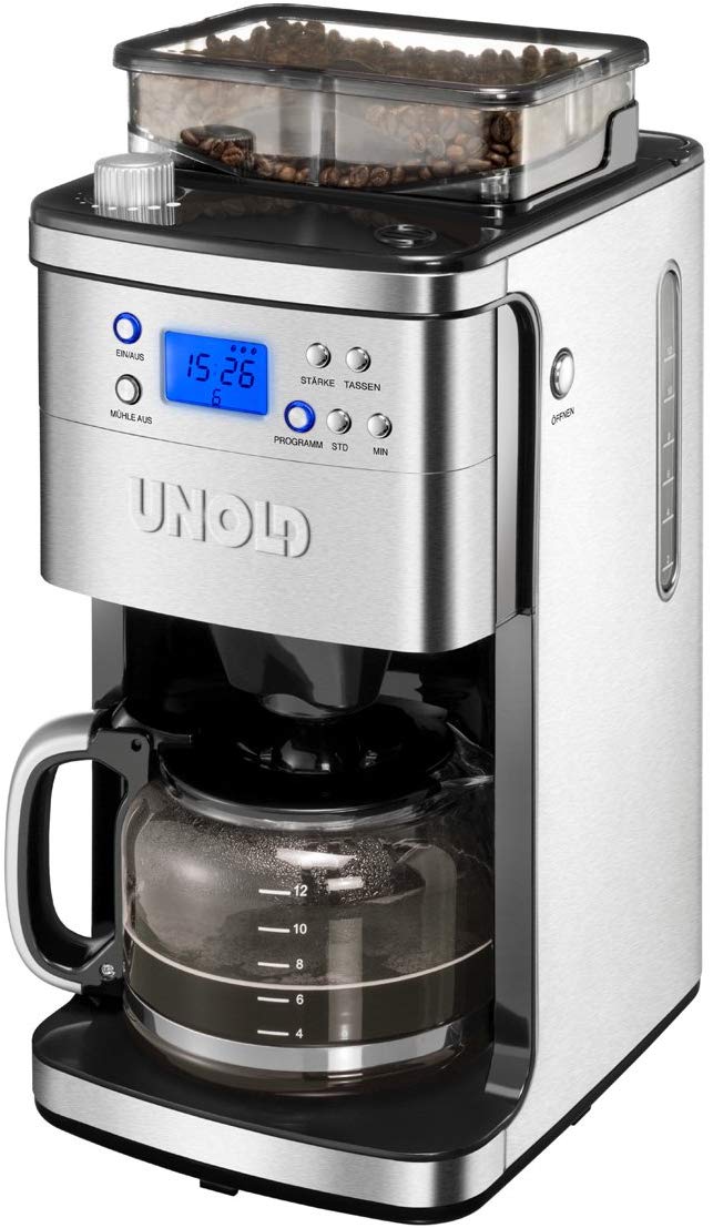 Unold Coffee Maker Grinder, 1.5 Litre, 1050 W, Stainless Steel/Black