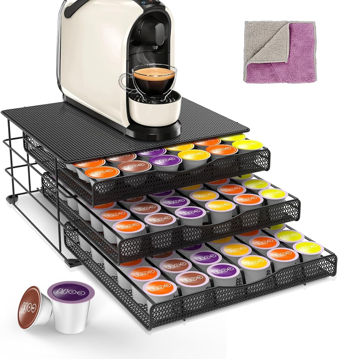 Masthome Capsule Holder for Dolce Gusto, Capsule Drawer for 108 Espresso Capsules, Capsule Dispenser with Non-Slip, Shock-Absorbing Surface, Coffee Capsule Storage for Home, Cafe, Black