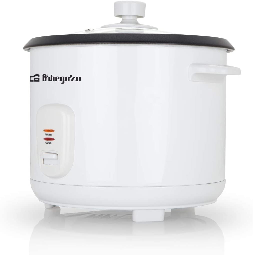 Orbegozo CO 3031 Rice Cooker and Steamer, 1.8 Litre Capacity, Aluminium Non-Stick Coating, Dry Boil Protection, Tempered Glass Lid, 700 W Power