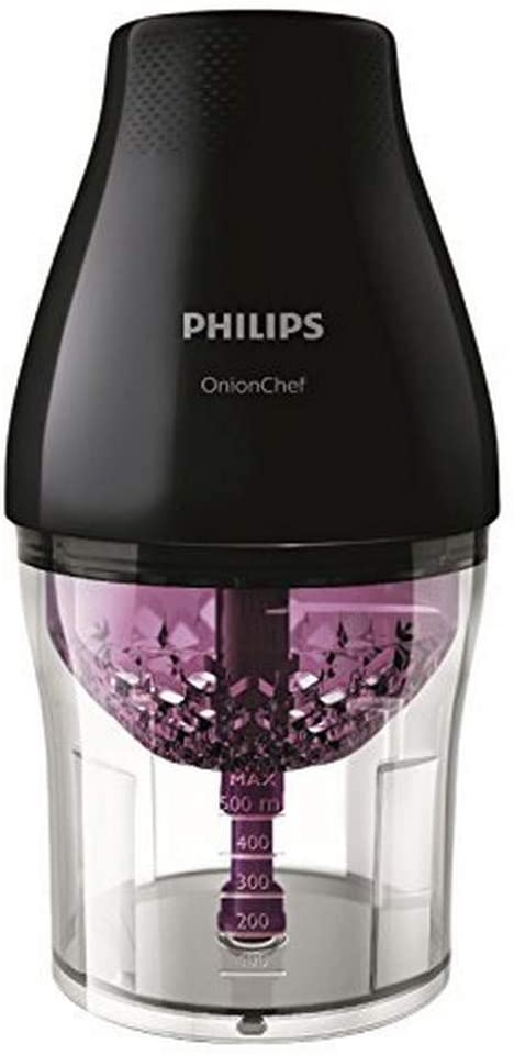 Philips Onion Chef HR2505/90 Multifunctional Chopper 500 Watt 2 x Accessories 2 Speed Levels Black