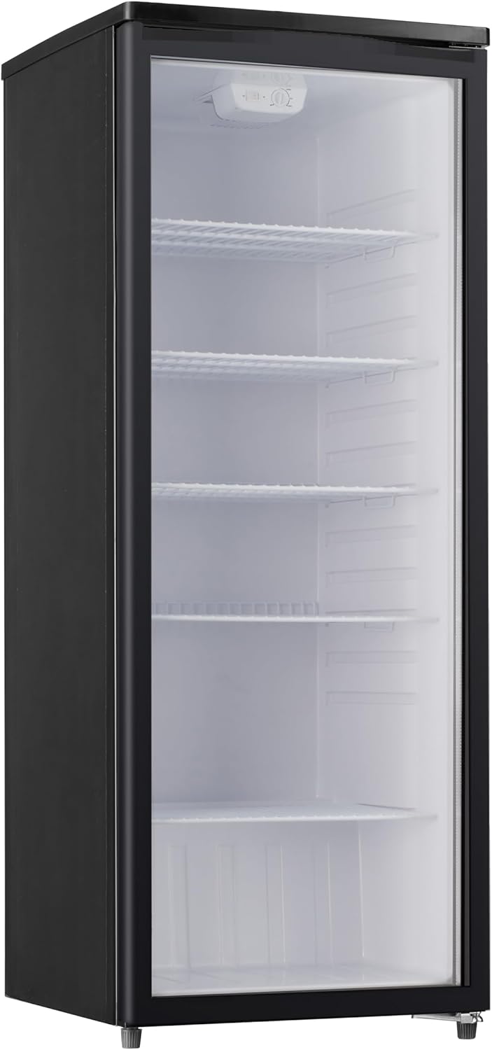PKM Glass Door Fridge Wine Bar Cabinet GKS255B 250 Liters Black