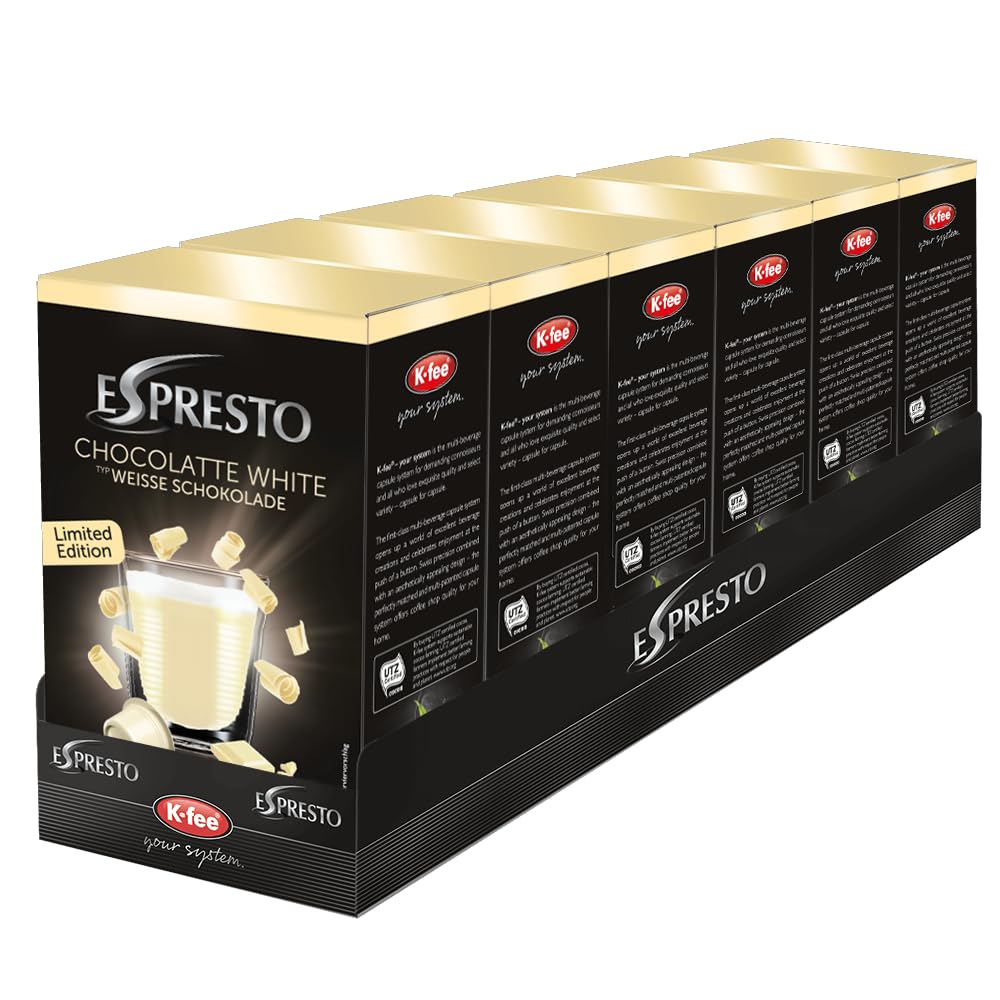 ESPRESTO Cocoa Capsules | White Chocolate | Intensity 9/12 | Compatible with K-fee - Your System | Fairtrade Certified Cocoa Beans | 96 capsules