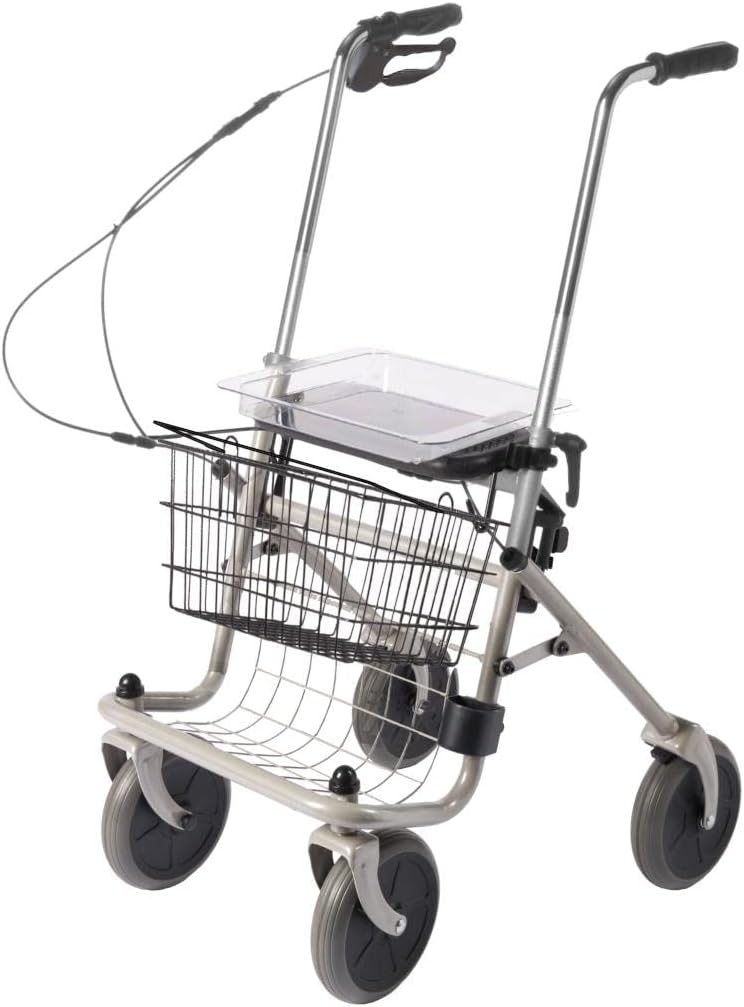 FabaCare Rollator Standard Rollator with Single Hand Brake Right, Extra High Handles, Walker for Large People, with Full Equipment, Foldable, up to 120 kg