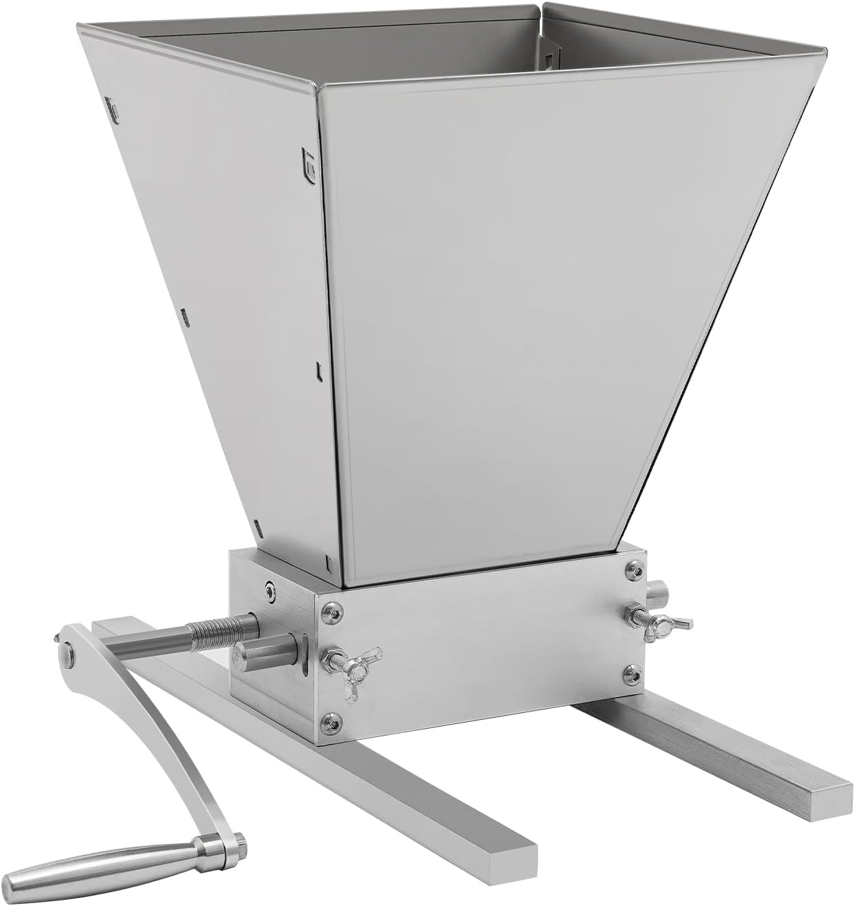 Mqwdxzfes 4L Manual Grain Crusher, Adjustable Malt Mill with 2 Wheels, Stainless Steel Manual Grain Mill, Scrap Mill, Flake Squeezer, Grain Mill for Brewing Barley, Wheat