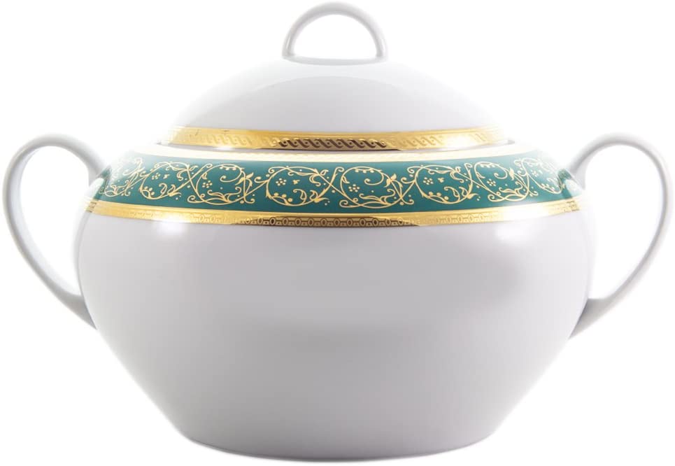 Bohemia Saphyr Greca Soup Mug, Porcelain, Green, 30 x 30 x 26 cm