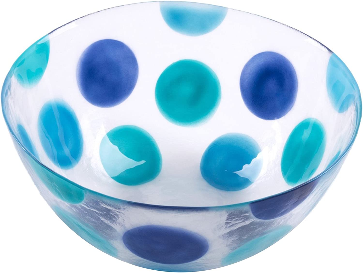 Bohemia Cristal 093 012 089 Play of colors Lime Soda Glass Bowl Diameter Approx. 210 mm Polka Dot Blue
