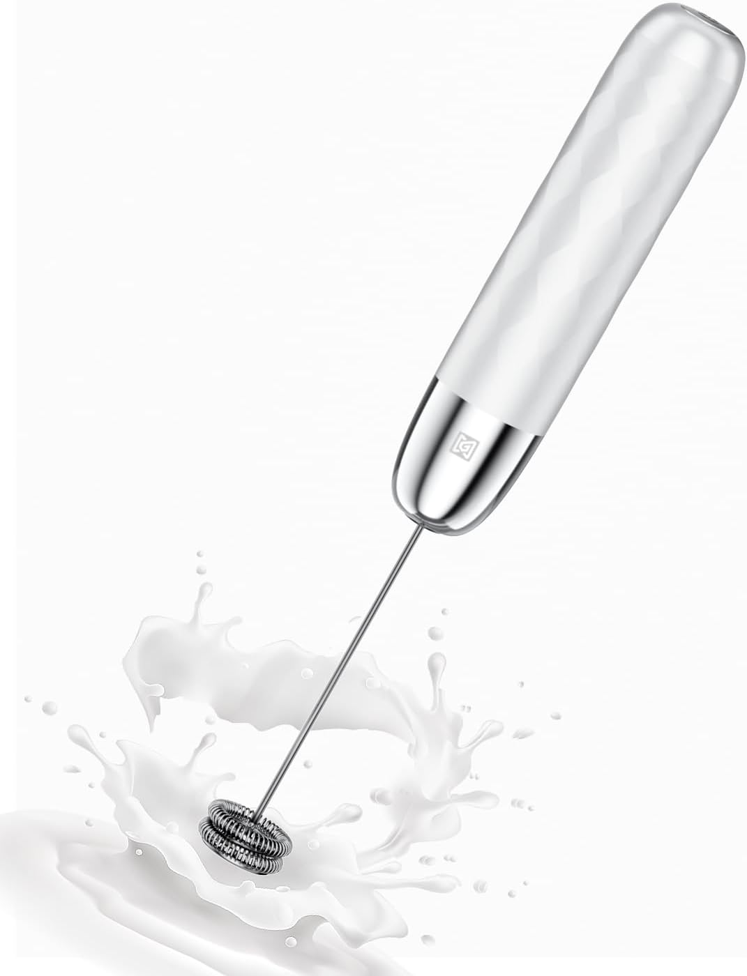 Maestri House Rechargeable Milk Frother, Handheld Electric Foam Maker Waterproof Detachable Stainless Steel Whisk Drink Mixer Foamer Mini Blender for Matcha, Lattes (Weiß),LunaFro Mini