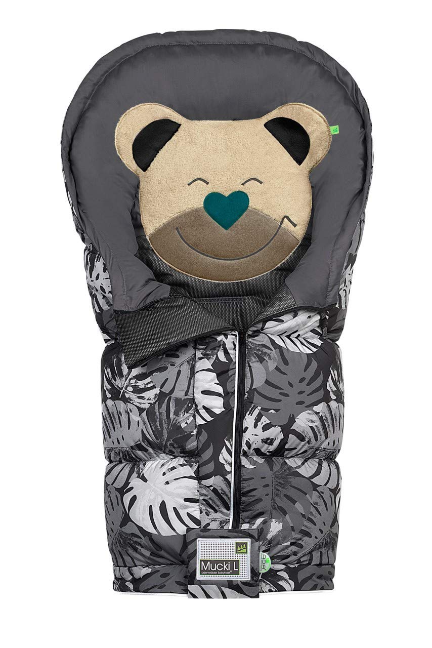 Odenwälder Mucki L Fashion Tropical Leaves Footmuff Colour: 1542 Black / Graphite