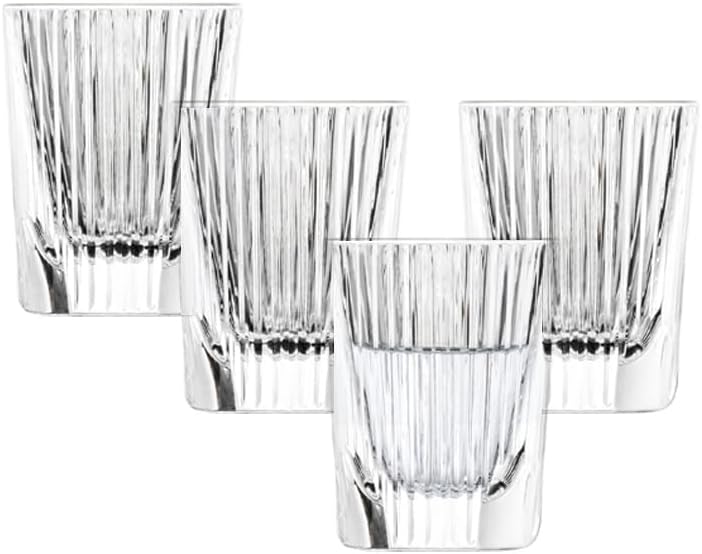 Schott Zwiesel Fave Shot Glasses (Set of 4), Modern Shot Glasses with Relief Grooves and Cut Outs, Crystal Glasses Dishwasher Safe (Item No. 124302)