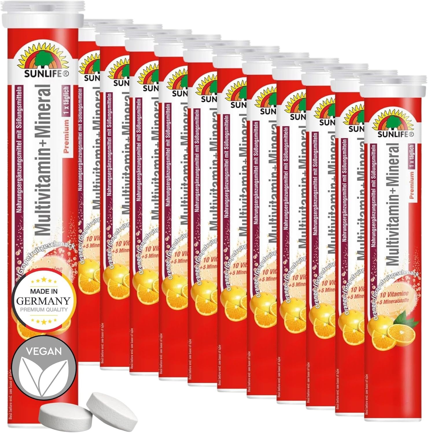 SUNLIFE Multivitamin + Mineral Effervescent Tablets High Dose Orange Grapefruit Flavor 17 Effervescent Tablets Pack of 12